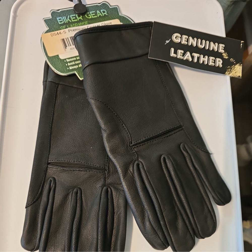 DS44-S Black Motorcycle Biker Riding Full Finger Leather Gloves